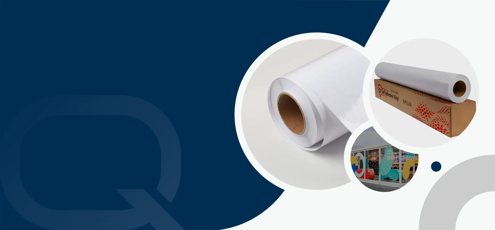 QREY self-adhesive vinyl rolls ready for signage and printing